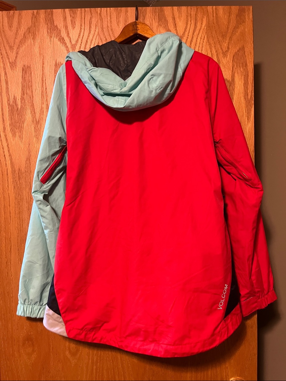 Volcom Colorblock Ski Jacket in Red, Mint & Gray - Picture 11 of 14